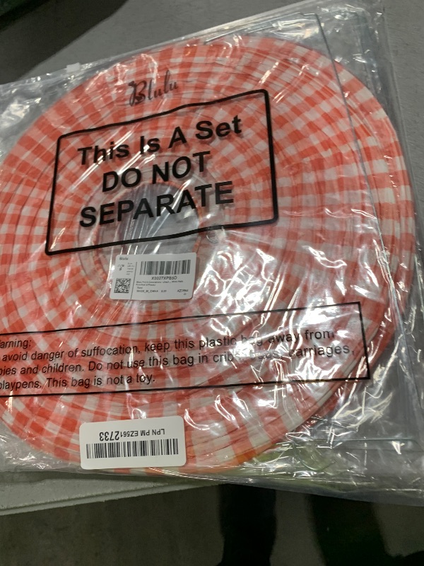 Photo 1 of Blulu Picnic Decorations - Checkered Round Paper Lanterns for BBQ Pizza Party - Red and White Plaid, Pure Red (6 Pieces)