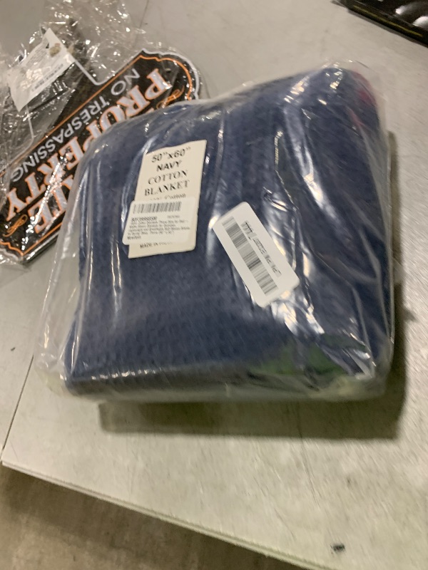 Photo 1 of 100% Cotton Blankets Throw Size for Bed - Waffle Weave Blankets for Summer, Lightweight and Breathable Soft Woven Blanket for Spring (Navy, Throw (50" x 60")