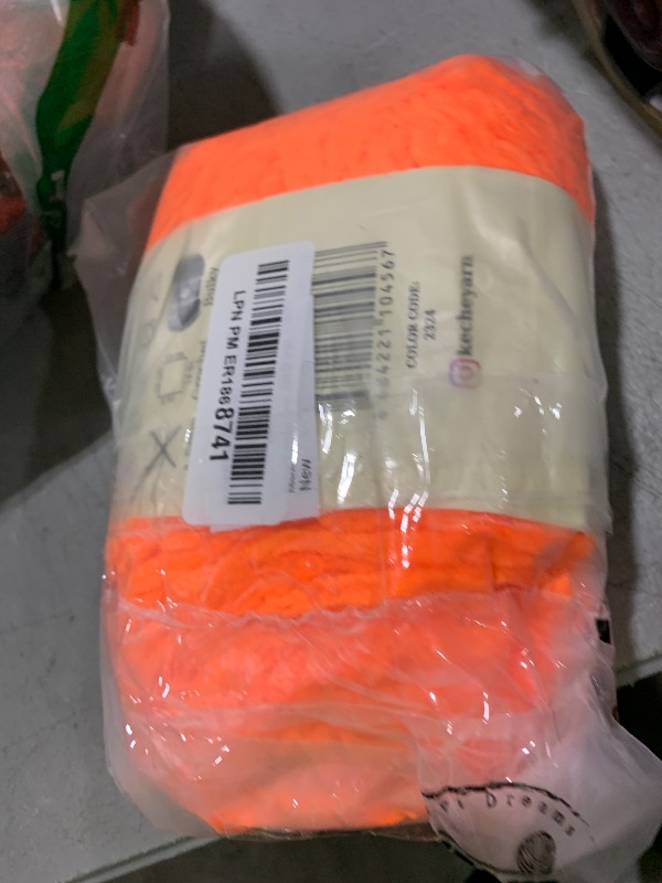 Photo 1 of Keche Yarn for Crocheting, Velvet Yarn, Soft Chenille Bulky Baby Blanket Amigurumi 100 gr (132 yds) (NEON Orange, 1 Skein)