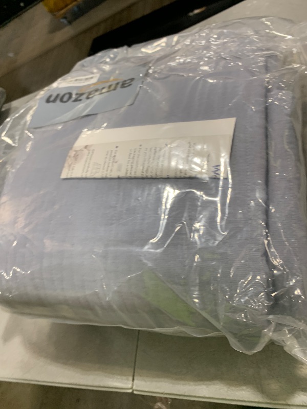 Photo 1 of Wonderful Natural Linen Cotton Quilt - Wave Stitched Blue Queen Quilt, 100% Cotton Filling, Pre-Washed, Soft & Breathable, Hypoallergenic, All-Season Use, Bedspread & Coverlet Bedding, 94"x94"