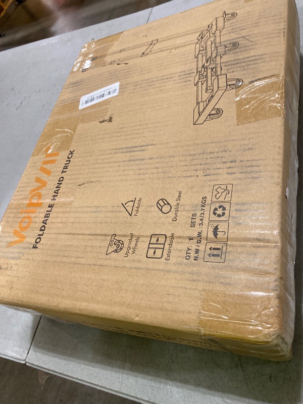 Photo 1 of Voipvvii Folding Hand Truck 600lbs, Portable Heavy Duty Dolly Cart, 6 Wheels Collapsible Luggage Cart with 2 Elastic Ropes - Compact Trolley Cart for Easy Moving - Ideal Hand Cart for Travel and More