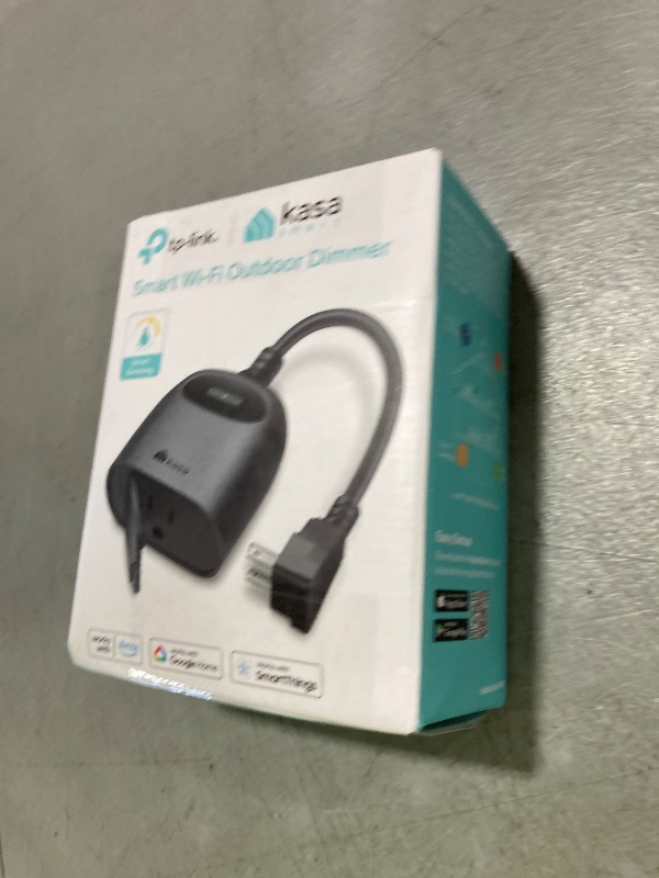 Photo 1 of Kasa Outdoor Smart Dimmer Plug, IP64 Plug- in Dimmer for Outdoor String Lights, Compatible with Alexa, Google Assistant & SmartThings, Long Wi-Fi Range 2.4Ghz, No Hub Required, ETL Certified(KP405)