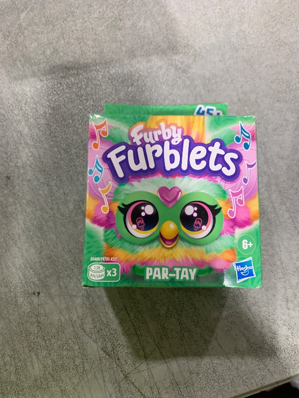 Photo 1 of Furby Furblets Par-Tay Mini Friend, 45+ Sounds, Disco Music, Speaks Only Furbish, Electronic Plush Toys for Girls & Boys, Interactive Pets, Multicolor, 6+