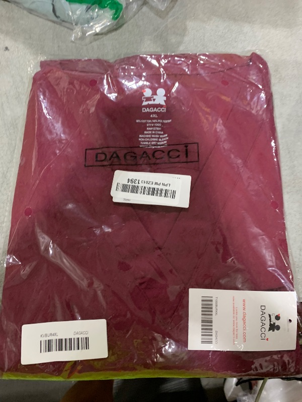 Photo 1 of Dagacci Medical Uniform Woman and Man Scrub Set Unisex Medical Scrub Top and Pant, Burgundy, XXXXL
