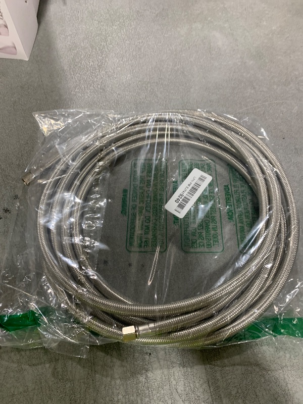 Photo 1 of Refrigerator Water Line for Ice Maker Braided - 15' Pex Water Supply Lines Hose for Fridge Outlet Box with 1/4 Comp Fitting