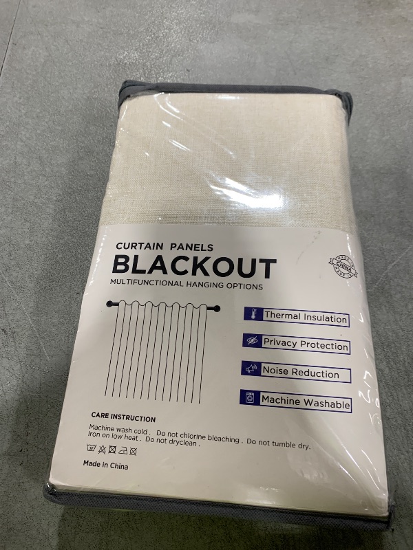 Photo 1 of 100% Blackout Shield Linen Blackout Curtains for Bedroom 84 Inches Long, Back Tab/Rod Pocket Living Room Drapes, Thermal Insulated Blackout Curtains 2 Panels Set, 50" W x 84" L, Cream