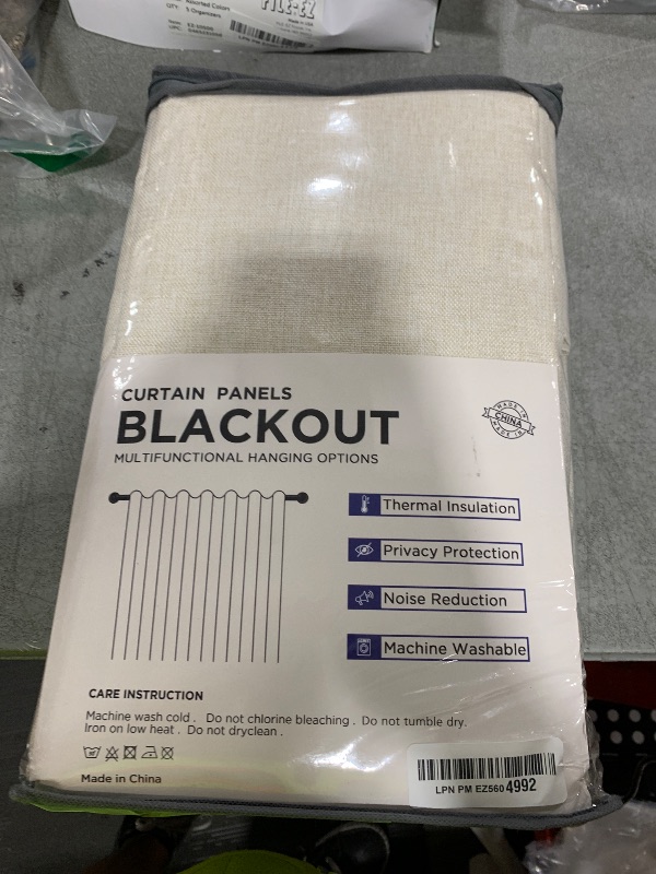 Photo 1 of 100% Blackout Shield Linen Blackout Curtains for Bedroom 84 Inches Long, Back Tab/Rod Pocket Living Room Drapes, Thermal Insulated Blackout Curtains 2 Panels Set, 50" W x 84" L, Cream