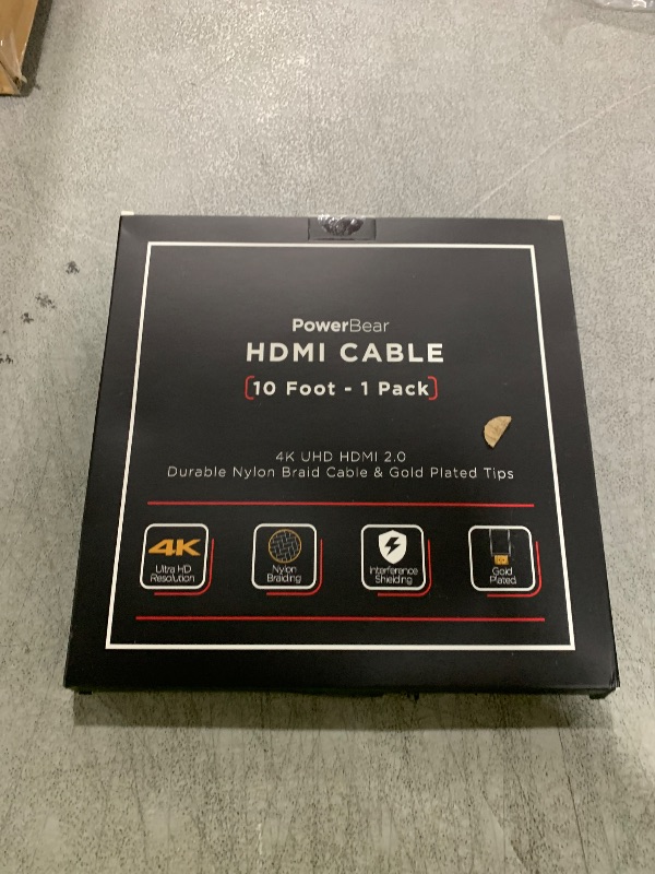Photo 1 of PowerBear 4K HDMI Cable 10 ft | High Speed Hdmi Cables, Braided Nylon & Gold Connectors, 4K @ 60Hz, Ultra HD, 2K, 1080P, ARC & CL3 Rated | for Laptop, Monitor, PS5, PS4, Xbox One, Fire TV, & More