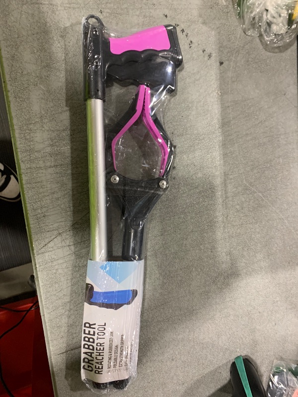 Photo 1 of FitPlus 2025 Upgrade PowerGrip T9, Grabber Reacher Tool, Wide Jaw, Foldable, Steel Cable, with 96 Grip Points for Firm Grip, 32" with Magnet (Pink, 32 Inch)
