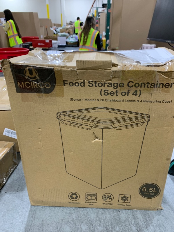 Photo 1 of M MCIRCO Extra Large 7qt / 6.5L/220oz Tall Food Storage Containers, WIDE & DEEP, 4-Piece Plastic Airtight Kitchen Pantry Storage Containers for Flour, Sugar, with 4 Measuring Cups,20 Labels