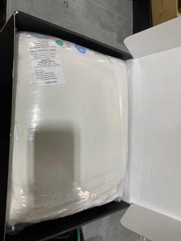 Photo 1 of downluxe Goose Feather Down Fiber Comforter California King Size, All Seasons Duvet Insert California King, 3D Baffle Box Fluffy White Comforter California King with Corner Tabs, 104"x96"