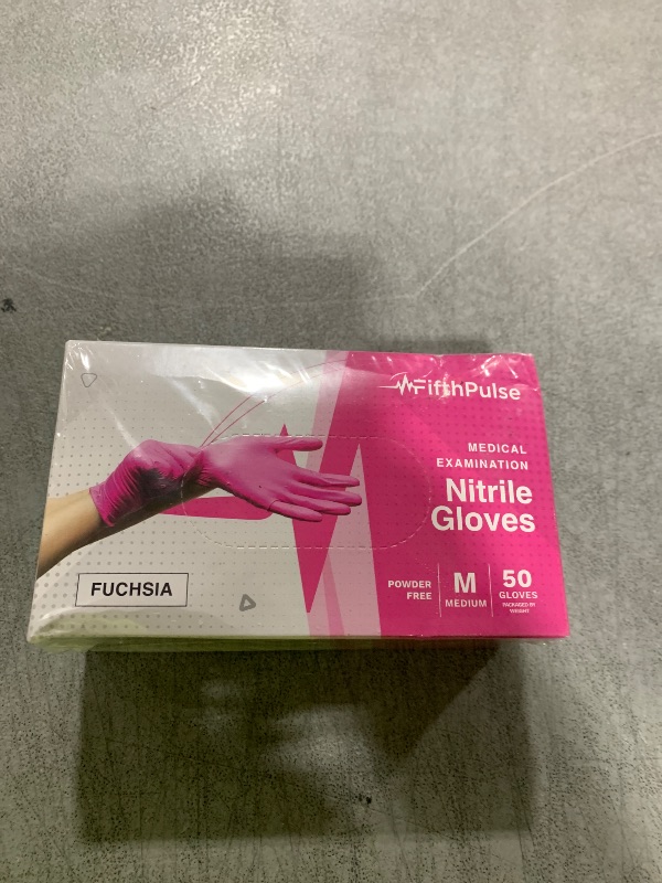 Photo 1 of Fuchsia Hot Pink Nitrile Disposable Gloves - 50 Count - 3 Mil Nitrile Gloves Medium - Powder and Latex Free Rubber Gloves - Surgical Medical Exam Gloves - Food Safe Cooking Gloves
