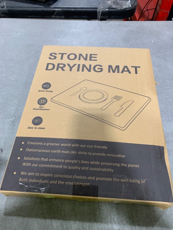 Photo 1 of 2 PCS Stone Dish Drying Mat for Kitchen Counter,Quick Dry Stone Dishes Mats,Marbled Water Absorbing Diatomaceous Earth Drying Pad for Countertop Bottles Utensils Cups(Gold White 16"×12" & 8"x4")
