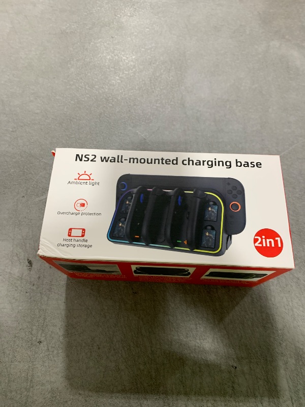Photo 1 of Wall Mount for Nintendo Switch 2 2025 - Switch Wall Mount with RGB Light & Joy Con Charger - 4 Joy Con Charging Ports, 7 RGB Modes Light, 4 Game Card Storage - Magnetic Charging with LED Indicators