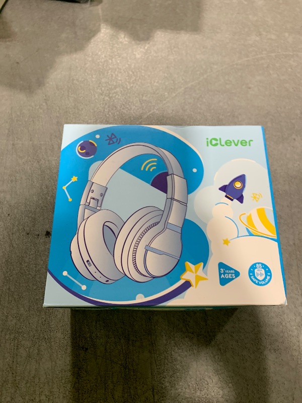 Photo 1 of iClever BTH12 Kids Bluetooth Headphones,Colorful LED Lights Kids Headphones Wireless,74/85dBA Safe Volume,85H Playtime,Fast Charging,Bluetooth 5.2,Over Ear,Built-in Mic for iPad/Tablet/Airplane,Blue