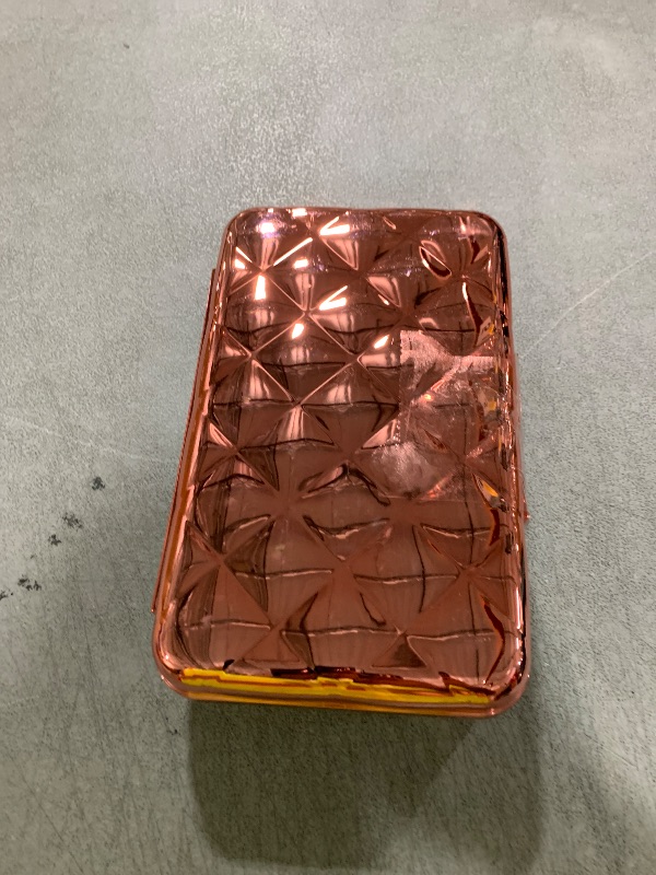 Photo 1 of It's Academic Metallic Pencil Case Box, Hard Plastic, Stylish Quited-Pattern Lid, Rose Gold