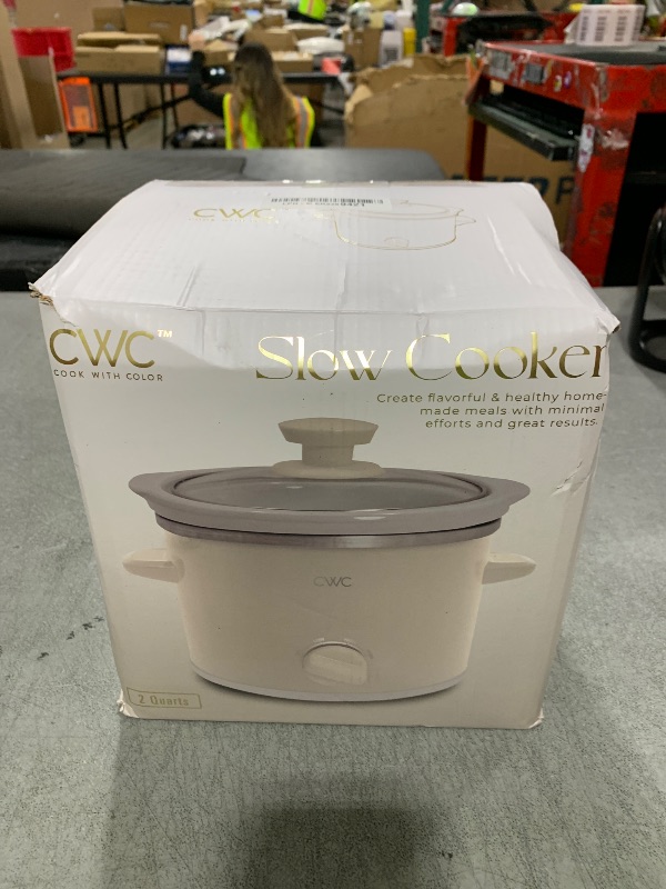 Photo 1 of COOK WITH COLOR 2QT Mini Electric Round Slow Cooker - Adjustable Settings, Removable Stoneware Pot, Tempered Glass Lid, Dishwasher Safe, Cool-Touch Side Handles, Cream