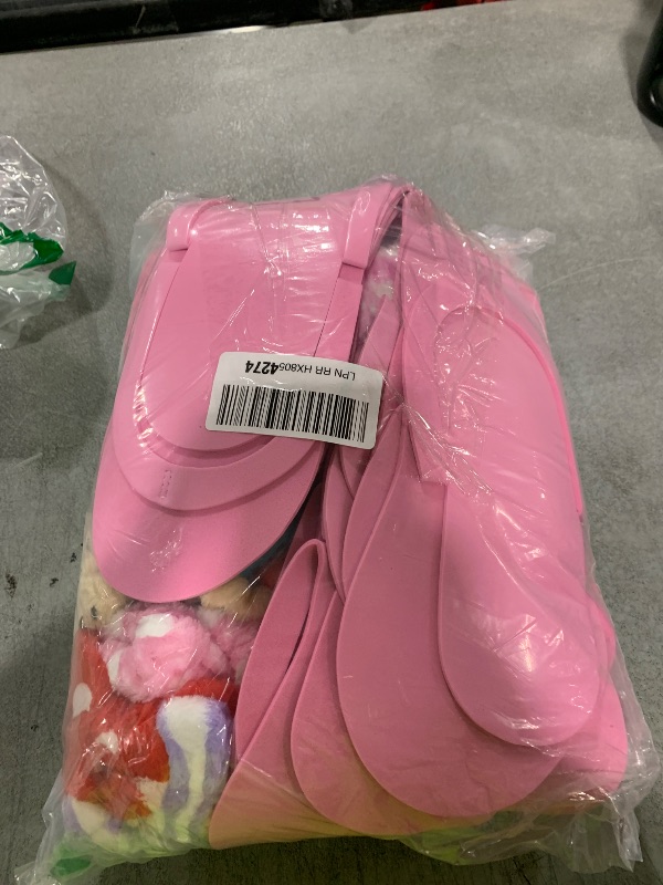 Photo 1 of Xuhal 36 Pcs Spa Party Supplies for Girls 12 Kimono Robe V Neck Bathrobe 12 Soft Spa Headband 12 Disposable Foam Slippers small size(Size 8,Pink)