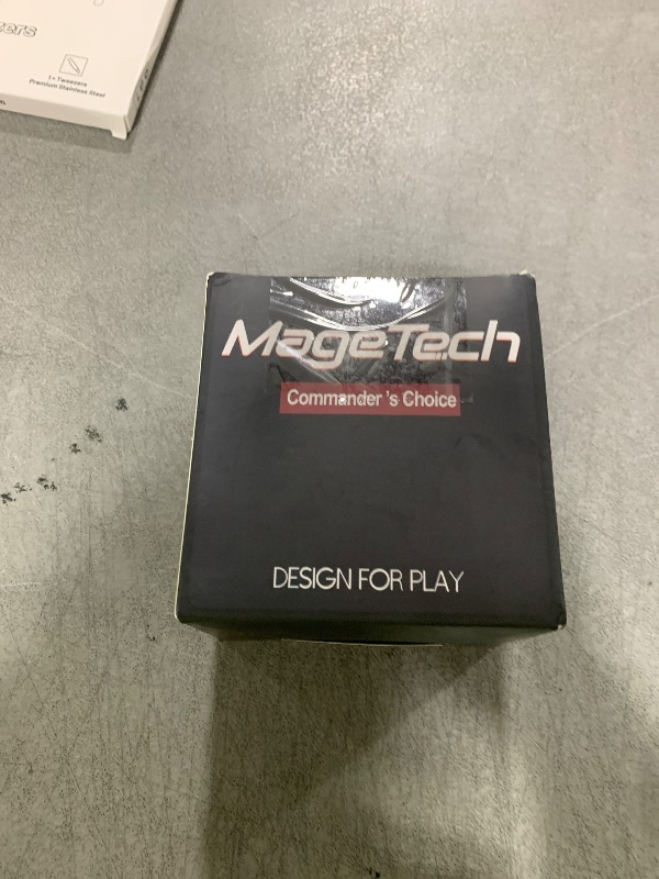 Photo 1 of Mage Tech Card Deck Box for MTG Commander - Patented Design, Commander Display, Fits 100 Double-Sleeved Cards, 35pt Card Brick & Dice Tray - Black/Pale Gold