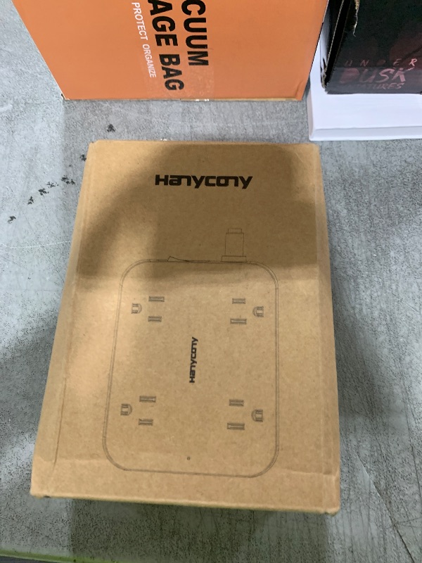 Photo 1 of 10 Ft Extension Cord, HANYCONY Ultra Thin Flat Power Strip with 4 Outlets 4 USB Ports (2 USB C), Wall Mount, Multi Plug Outlet Extender Desk Charging Station for Office Travel Dorm Room Essentials