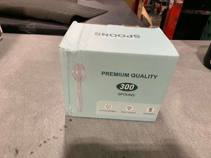Photo 1 of [300 Count] Clear Heavy Duty Plastic Spoons, Disposable Silverware Spoons Bulk, Plastic Cutlery Utensils Set, Solid
