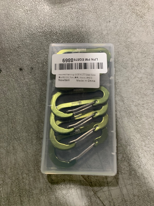 Photo 1 of Booms Fishing CC5 Multi-Use Carabiner Clips, 10 Pack 2.7" Small Caribeener Clips, Mini Keychain Caribeaner Clip, Aluminum D Ring Carabiners, Green