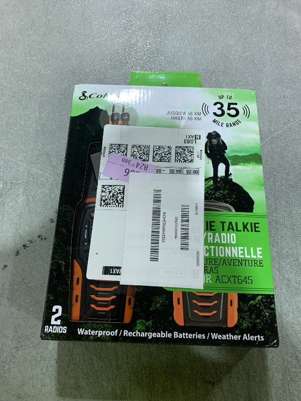 Photo 1 of Cobra ACXT645 Waterproof Walkie Talkies - Rechargeable, 22 Channels, Long Range 35-Mile Two-Way Radio Set, Black and Orange (2-Pack)