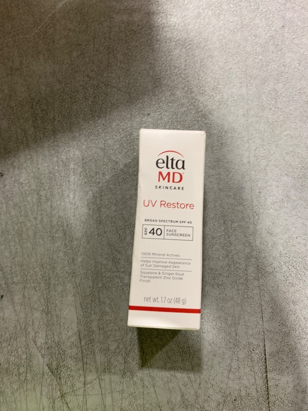 Photo 1 of EltaMD UV Restore Face Sunscreen, SPF 40, Mineral Sunscreen for Sun Damaged Skin Repair, Anti-Aging Zinc Oxide Moisturizer Formula for Face, 1.7 oz