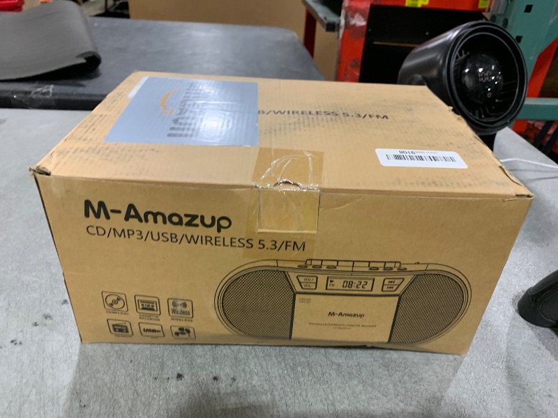 Photo 1 of M-Amazup Boombox CD Player Portable, Cassette Player Combo with CD MP3 Bluetooth AUX TF USB FM Radio AC/DC Powered, Boom Box with Remote Control, Headphone Jack, Stereo Sound for Home,Kids,Gift