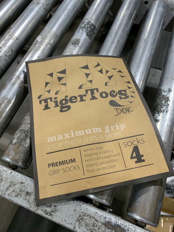 Photo 1 of DOK TigerToes Premium Non-Slip Dog Socks for Hardwood Floors - Extra-Thick Grip That Works Even When Twisted - Prevents Licking, Slipping, and Great for Dog Paw Protection (Cool Caramel, Large)