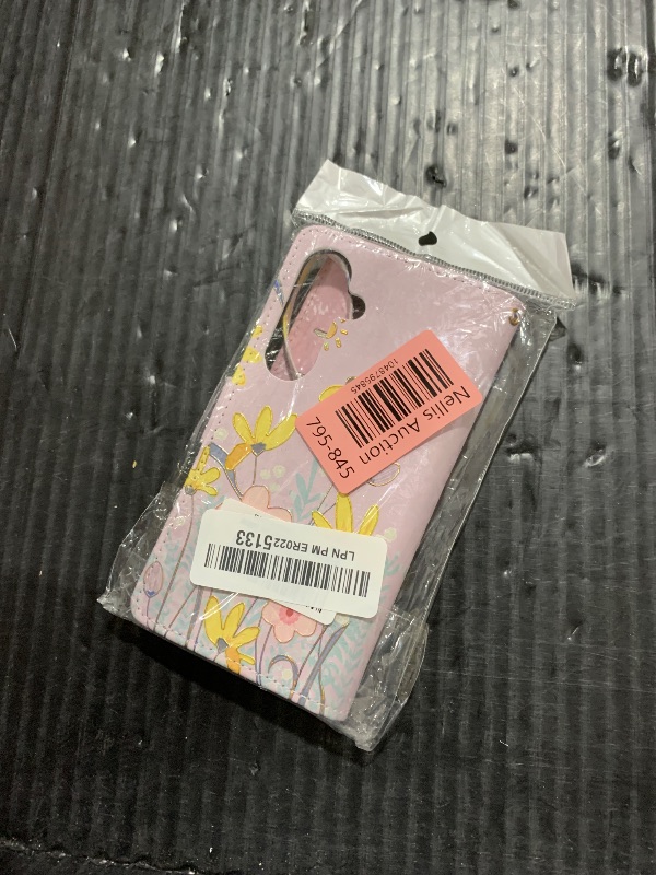 Photo 1 of UEEBAI Wallet Case for Samsung Galaxy S25 5G, Leather Phone Wallet Kickstand RFID Blocking Flip Case Card Slots Wrist Strap Relief Engraved Pattern Magnetic Closure Flower Cover, Sunflower