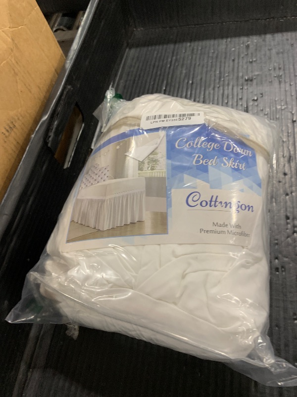 Photo 1 of Cottingon Dorm Room Bed Skirt, 100% Microfiber, White, Twin XL-36'' Drop