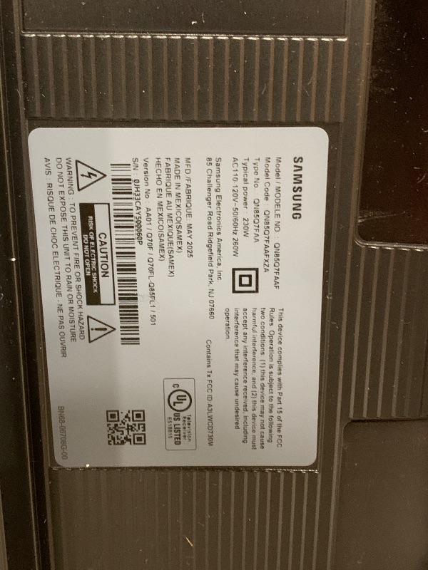 Photo 1 of SAMSUNG 85-Inch Class QLED Q7F Series Samsung Vision AI Smart TV (2025 Model, 85Q7F) Quantum HDR, Object Tracking Sound Lite, Q4 AI Gen1 Processor, 4K upscaling, Gaming Hub, Alexa Built-in FOR PARTS, PARTS ONLY