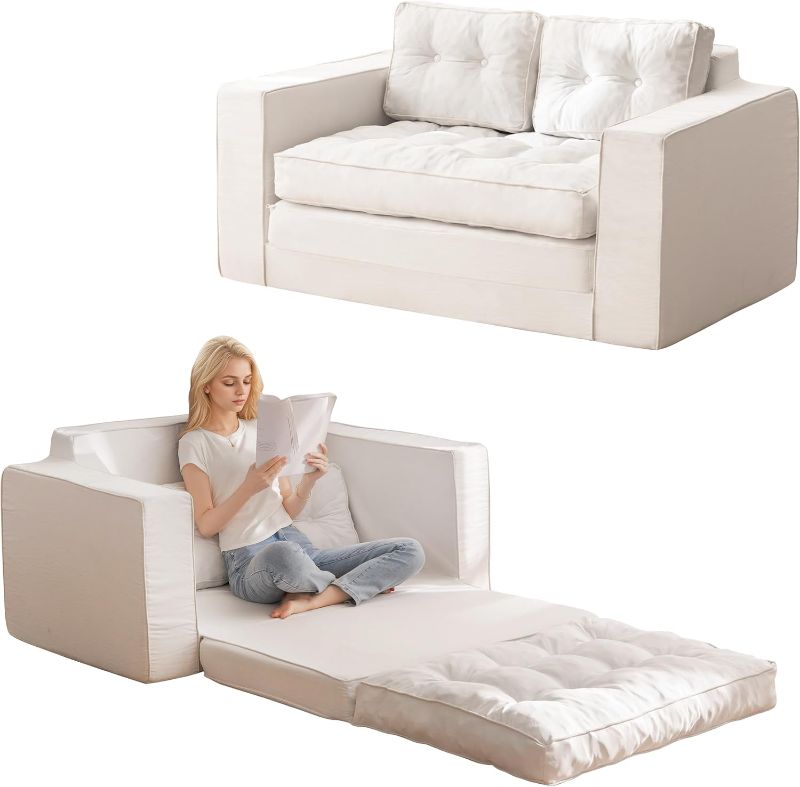 Photo 1 of YOSHOOT Loveseat Sleeper Sofa,55" Convertible Sofa Bed Couch Futon Couches for Living Room,3-in-1 Pull Out Floor Couch with Backrest and Pillows
