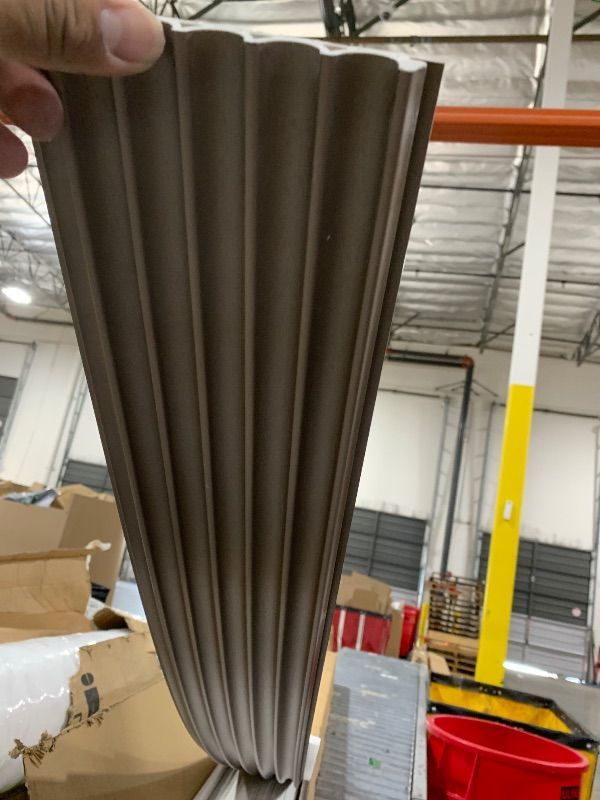 Photo 1 of Art3dwallpanels Slat Wall Paneling, 104'' x 6.3'' Glossy Metal Finish WPC Soundproof 3D Wall Panels for Interior Wall Decor, 8 Pack Wavy Grain Panel Wall Slats, Brushed Brown
