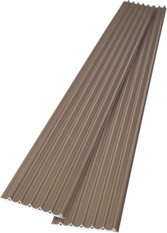 Photo 1 of Art3dwallpanels Slat Wall Paneling, 104'' x 6.3'' Glossy Metal Finish WPC Soundproof 3D Wall Panels for Interior Wall Decor, 8 Pack Wavy Grain Panel Wall Slats, Brushed Brown
