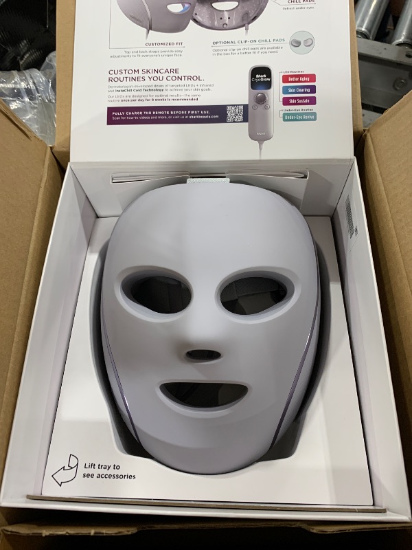 Photo 1 of Shark CryoGlow LED Face Mask with Under-Eye Cooling, Anti-Ageing & Blemish Repair, Red & Blue LED, Infrared Light Therapy, USB-C, Remote Control, Storage Bag, Lilac Chill, FW312PL