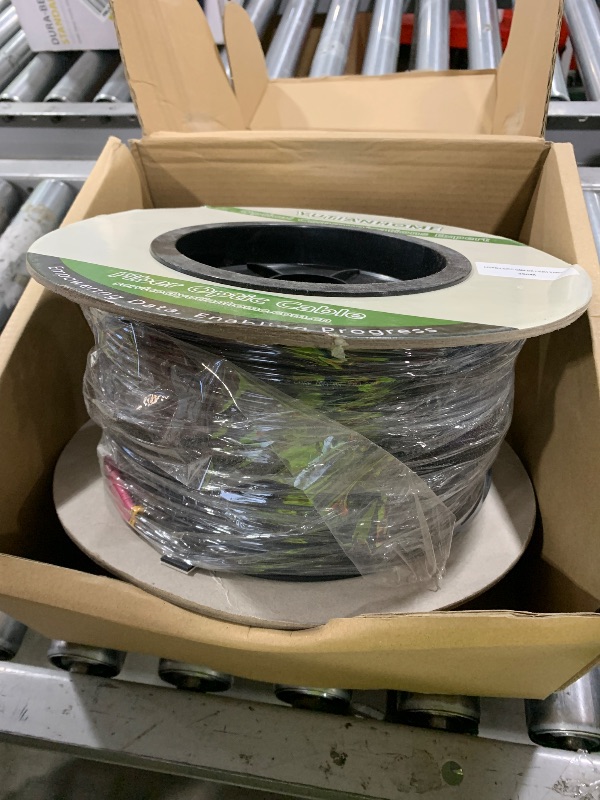 Photo 1 of 1000 Feet (300 Meters) Armored OM4 LC to LC Fiber Patch Cables, 10gb Multimode LC Fiber Optic Cable Indoor/Outdoor with Pulling Eye Kit Installed on one end, Duplex MMF 50/125?m LC Jumper, Black