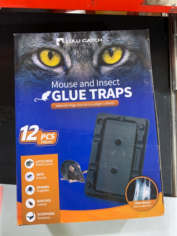 Photo 1 of LULUCATCH Mouse Traps, 12 Pack Sticky Mouse Traps Indoor for Home, Pre-Baited Non-Toxic Bulk Glue Traps for Rats, Mice, Mole, Lizards, Pet Safe Pest Control for Home & Garage