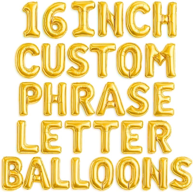 Photo 1 of [52pcs] Gold Letter Balloons - 2 Full A-Z Sets For Gold Letter Balloon Banner | Alphabet Ballons | 16 inch Foil Ballon | Customized Name Balloon Letters for a Birthday, Graduation, Wedding Baby Shower
