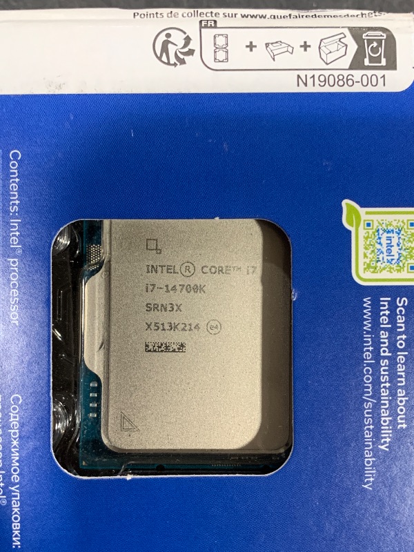 Photo 1 of Intel® Core™ i7-14700K Desktop Processor 20 cores (8 P-cores + 12 E-cores) up to 5.6 GHz