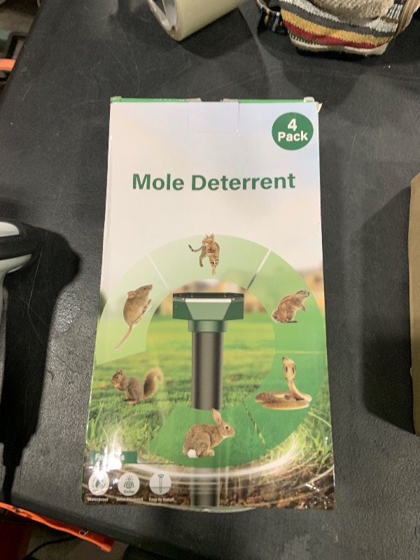 Photo 1 of Snake & Mole & Rabbit Repellent Solar Powered, Ultrasonic Deterrent, IP65 Waterproof, to Get Rid of Gopher, Groundhog, Chipmunk, Rodent, Raccoon, Vole and Skunk for Lawn & Garden, 4 Pack