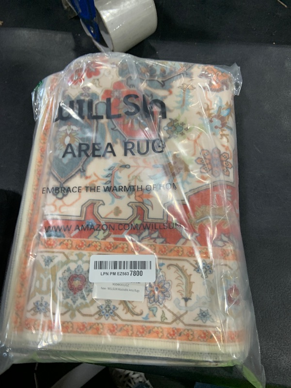 Photo 1 of WILLSUN Washable Area Rugs, 2x6 Non-Slip Boho Area Rugs for Kitchen, Living Room, Bedroom, Machine Washable Vintage Rug, Indoor Floral Print Carpet for Home Decor, Kid & Pet Friendly Mat