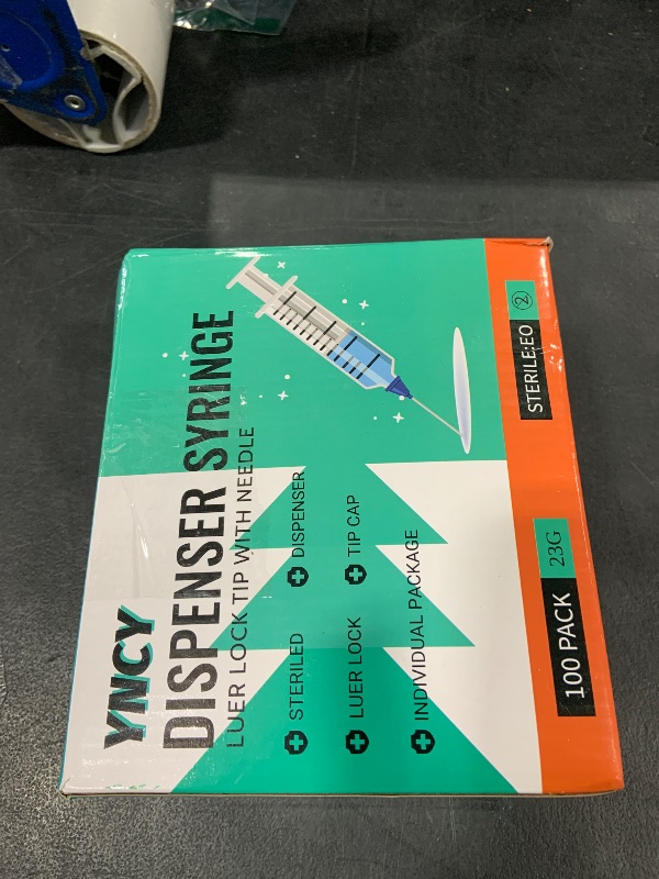 Photo 1 of 100 Pack 3ml Disposable Syringe with Needle 23Ga 1.0 Inch, Luer Lock Syringes, Individual Sterilized Wrapped