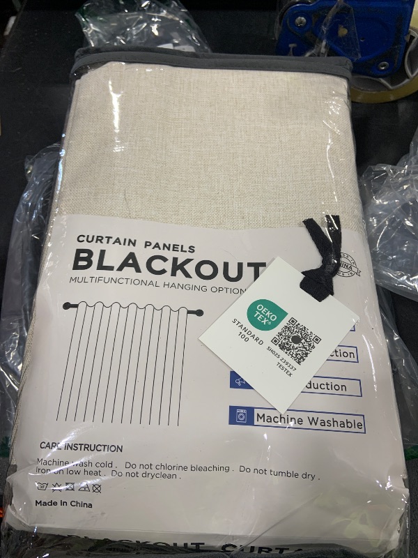 Photo 1 of 100% Blackout Shield Linen Blackout Curtains for Bedroom 84 Inches Long, Back Tab/Rod Pocket Living Room Drapes, Thermal Insulated Blackout Curtains 2 Panels Set, 50" W x 84" L, Cream