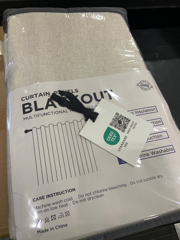 Photo 1 of 100% Blackout Shield Linen Blackout Curtains for Bedroom 84 Inches Long, Back Tab/Rod Pocket Living Room Drapes, Thermal Insulated Blackout Curtains 2 Panels Set, 50" W x 84" L, Cream