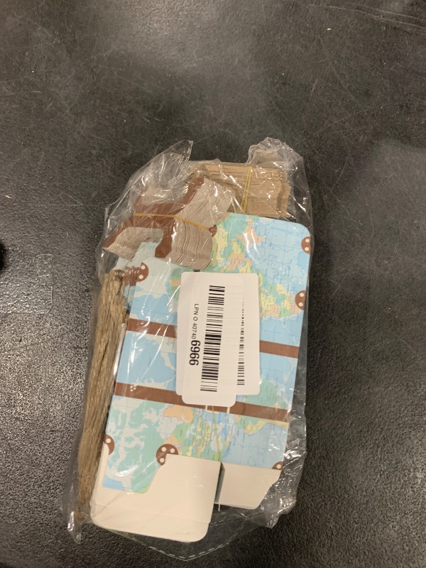 Photo 1 of CHolic 50Pcs Party Favor Candy Box, World Map Mini Suitcase Favor Box, Vintage Kraft Paper with Tags and Burlap Twine for Travel Themed Party, Bridal Shower, Wedding Decorations