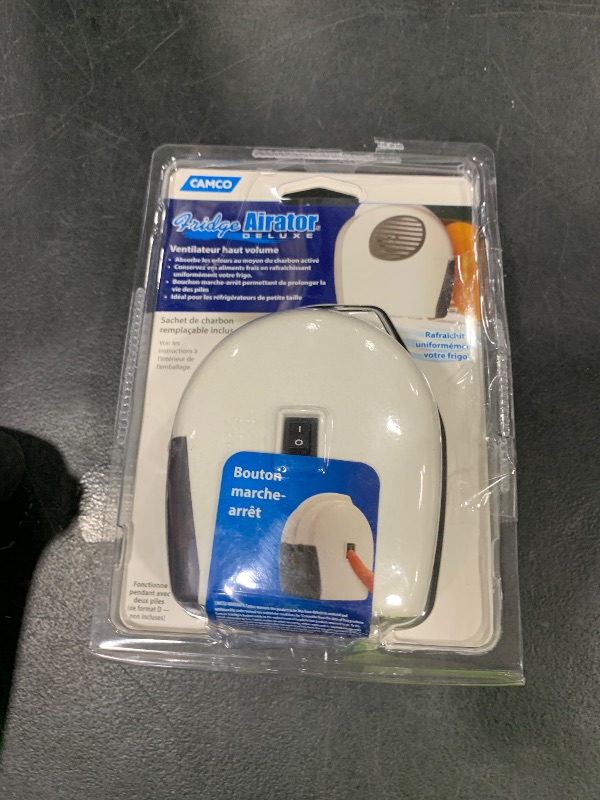 Photo 1 of Camco Camper/RV Fridge Deodorizer & Airator | Deodorizer/Fan Helps Circulate Air in Refrigerator | Features Charcoal Odor Absorber & On/Off Switch | Great for Mini Fridge, Small Fridge & More (44124)