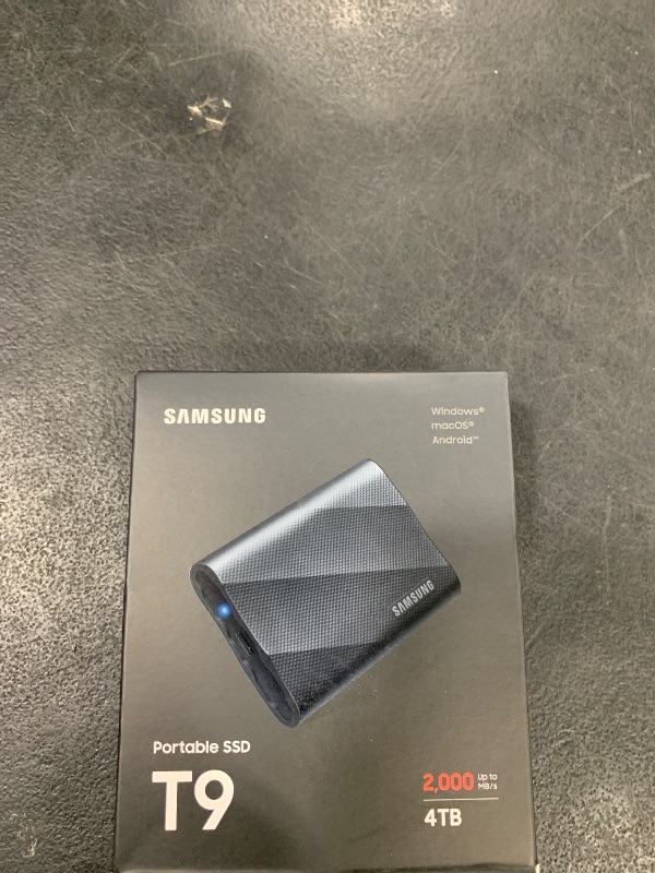 Photo 1 of SAMSUNG T9 Portable SSD 4TB, USB 3.2 Gen 2x2 External Solid State Drive, Seq. Read Speeds Up to 2,000MB/s for Gaming, Students and Professionals,MU-PG4T0B/AM, Black (pack of 1)