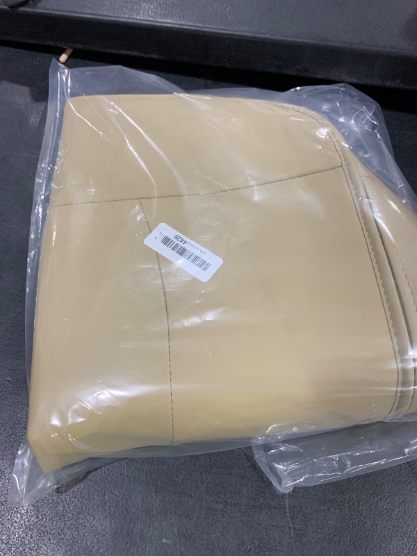 Photo 1 of povtii Car Seat Bottom Cover, Comfortable Leather Auto Front Seat Button Cushion with Pocket, Anti-Slip and Wrap Around The Bottom Vehicle Seat Protector, Universal Car Accessories (Beige)